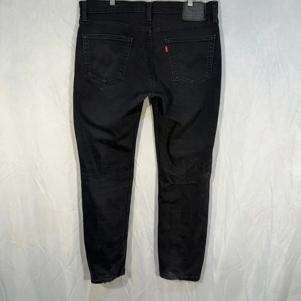 Levi's‎ 511 Jeans Tapered Leg Mens 36x30 Black Stretch Denim Light Distressed